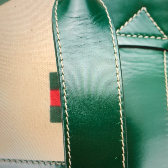 #0245 RARE Vintage Gucci Web Stripe Print Bucket Tote - Picture 12 of 12